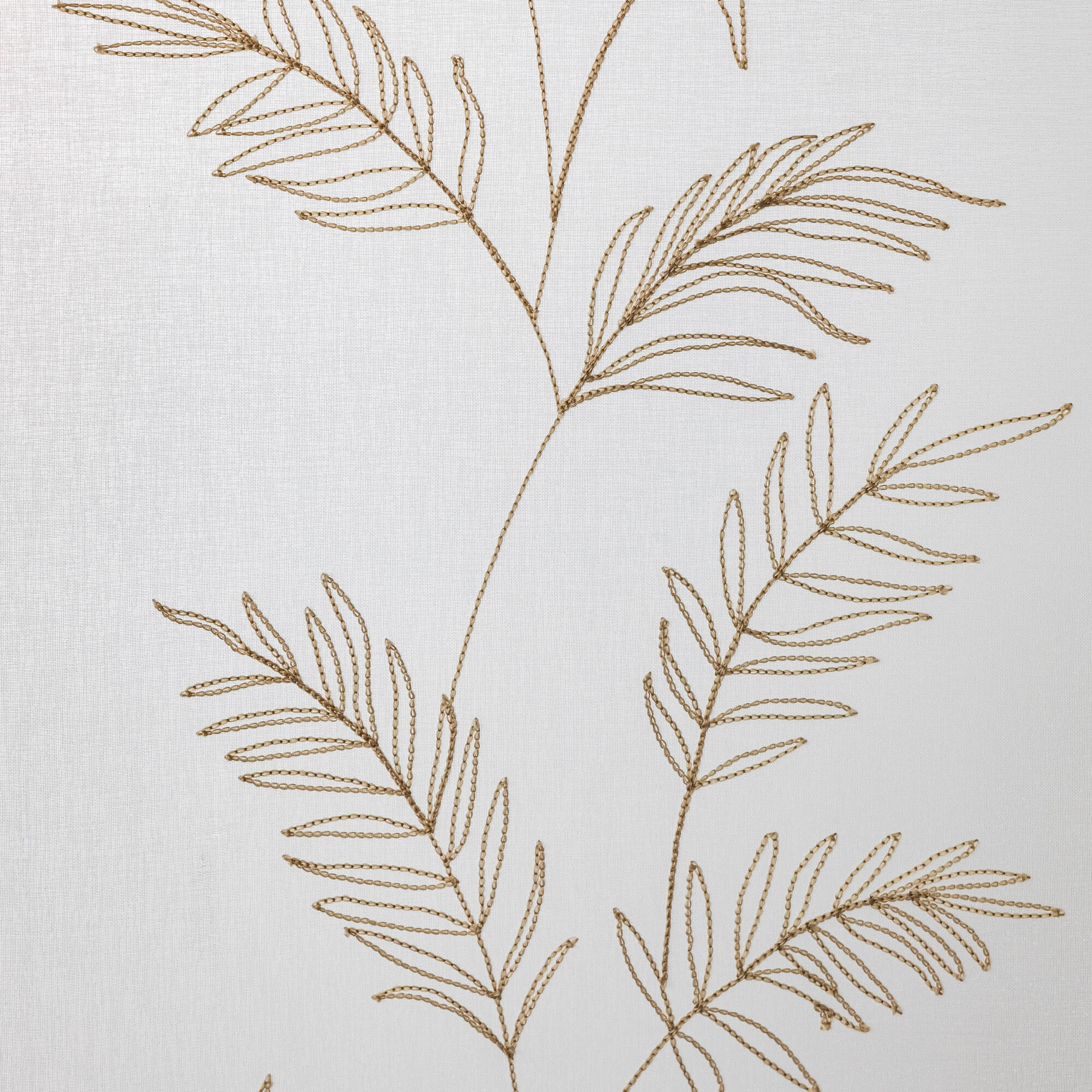 Vitrage voile brodé grandes feuilles - la paire