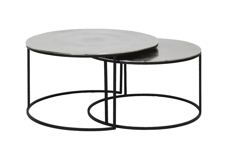 Light & Living salontafel THIZAS - Ø75x41cm - zilver - Set van 2