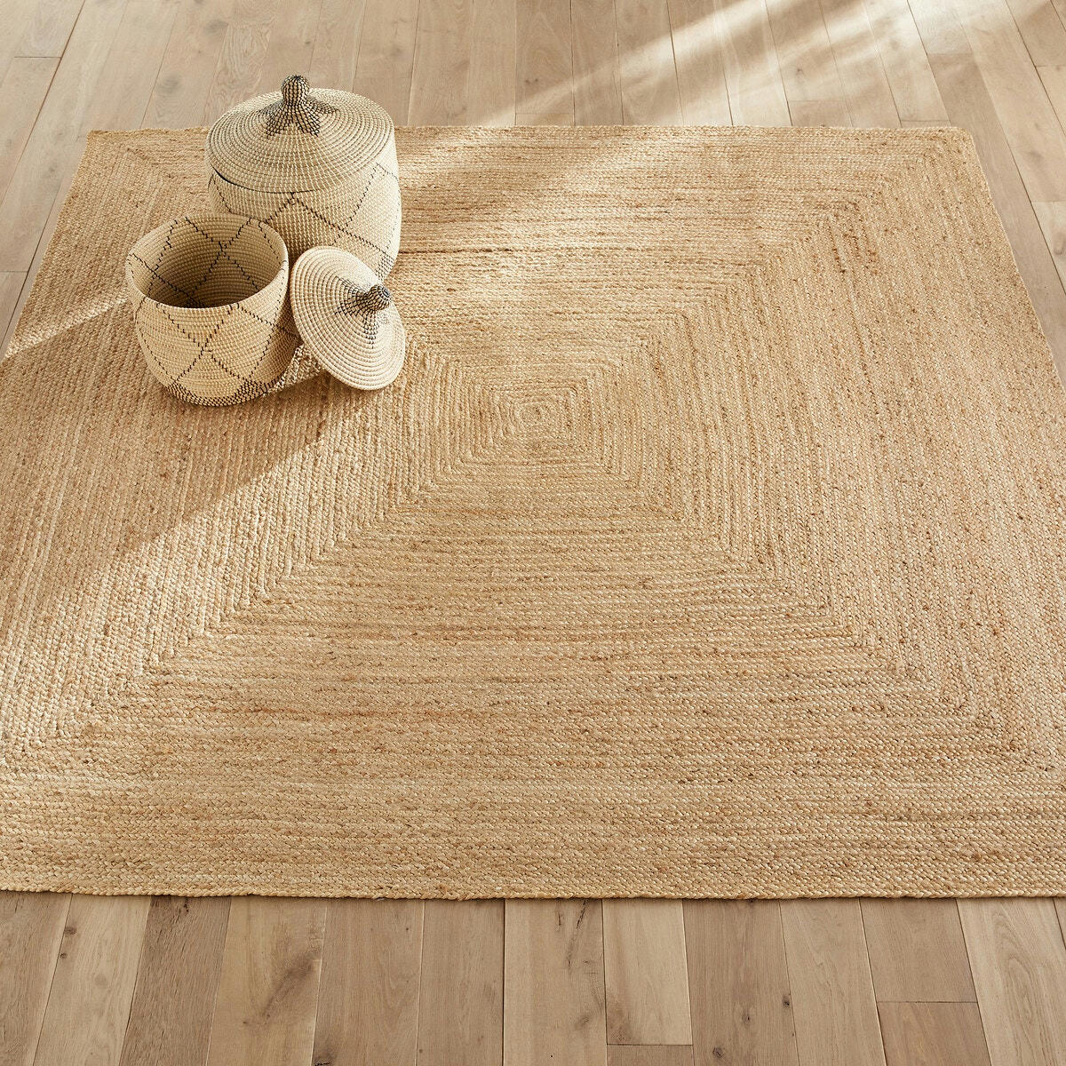 Tapis carré en jute, tressé main, Hempy