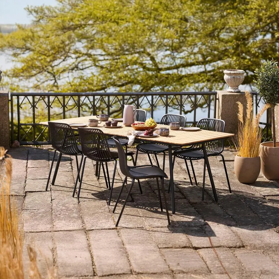 Tuinstoel Zwart - Zithoogte 46,5cm - Branson - Set van 4