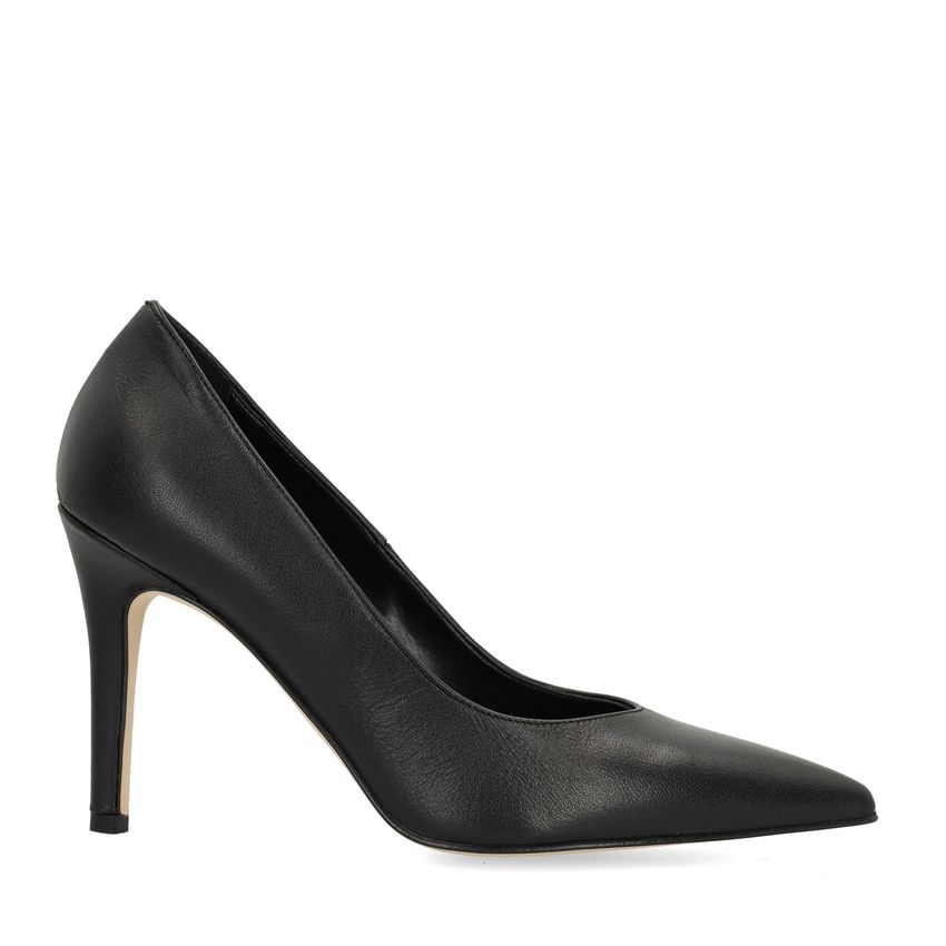 Manfield Zwarte leren pumps