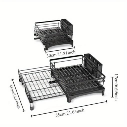 NNETM Dish Drying Expandable Rack with Cutlery Holder