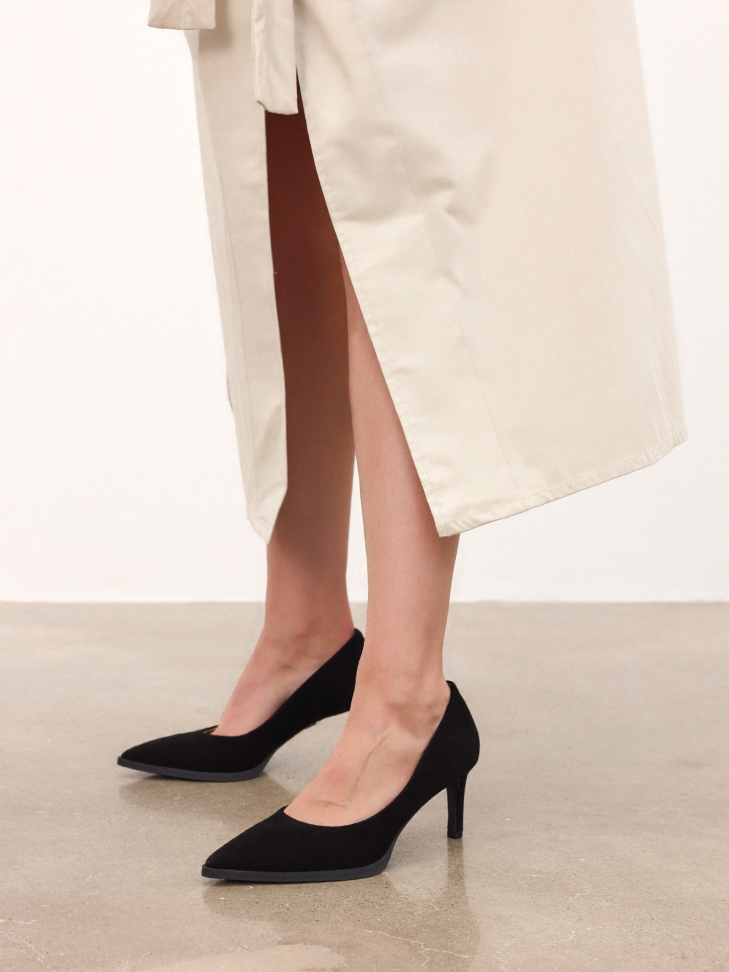 Classic black suede pumps