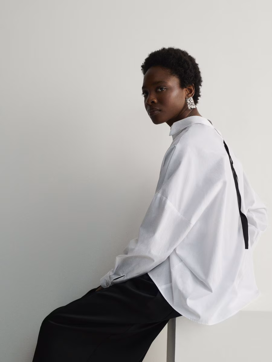 Cotton Shirt With Tie Detail