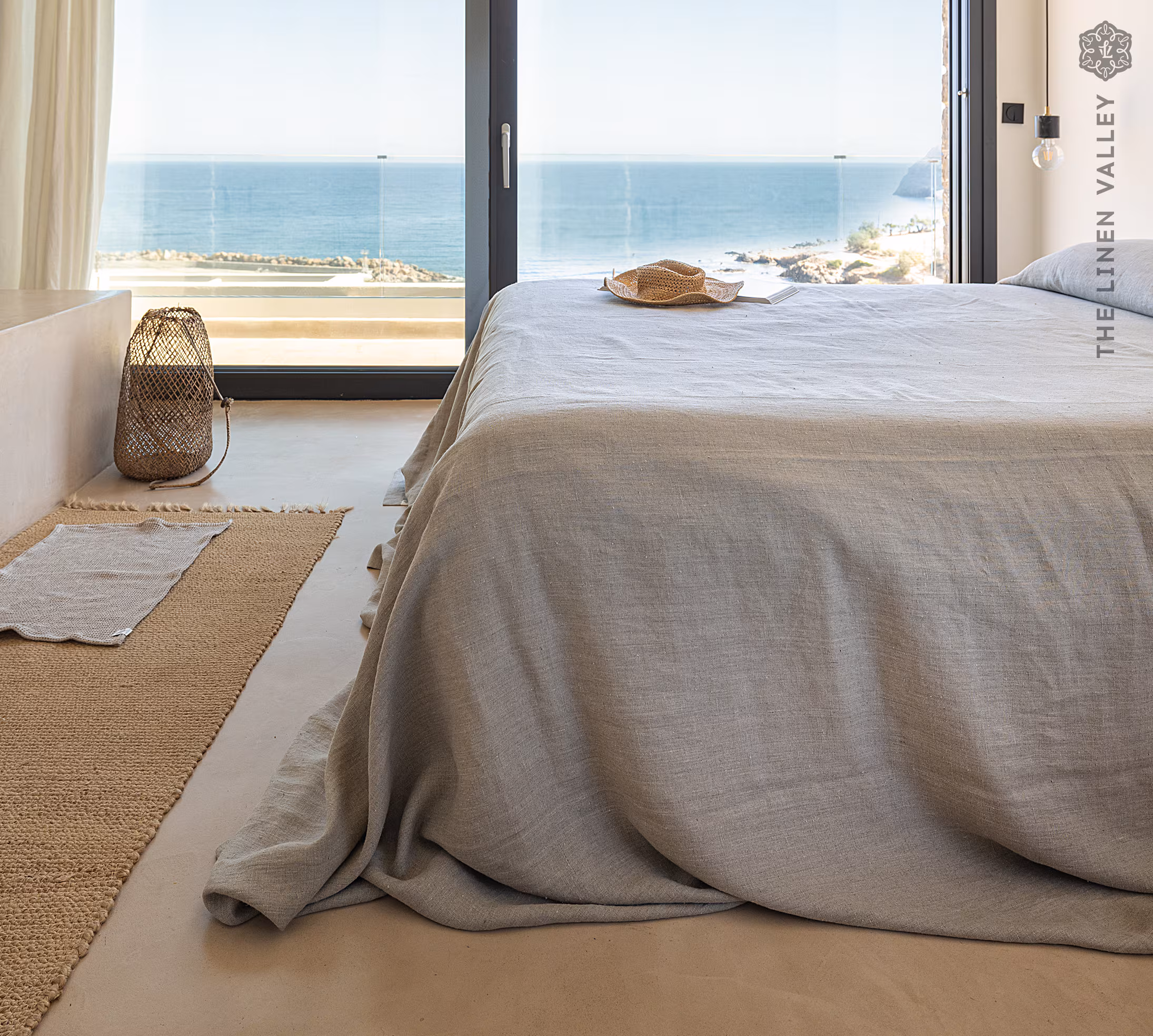 Rustic Linen Bedspread- Stonewashed Breathable Flax Bed Quilt- Queen King Throw- Linen Coverlet- Natural Throw Blanket