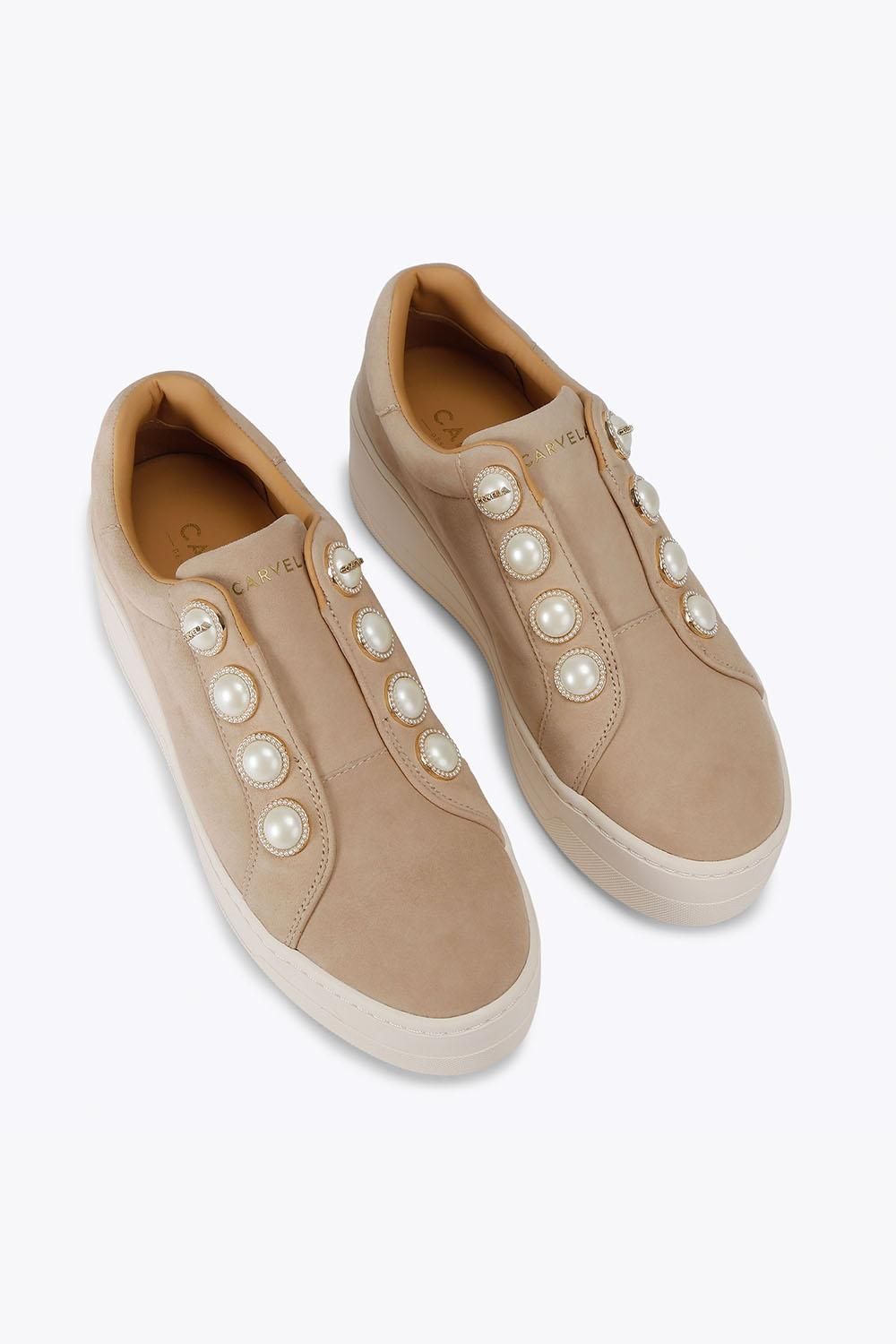 Carvela Connected Laceless Pearl' Suede Trainers