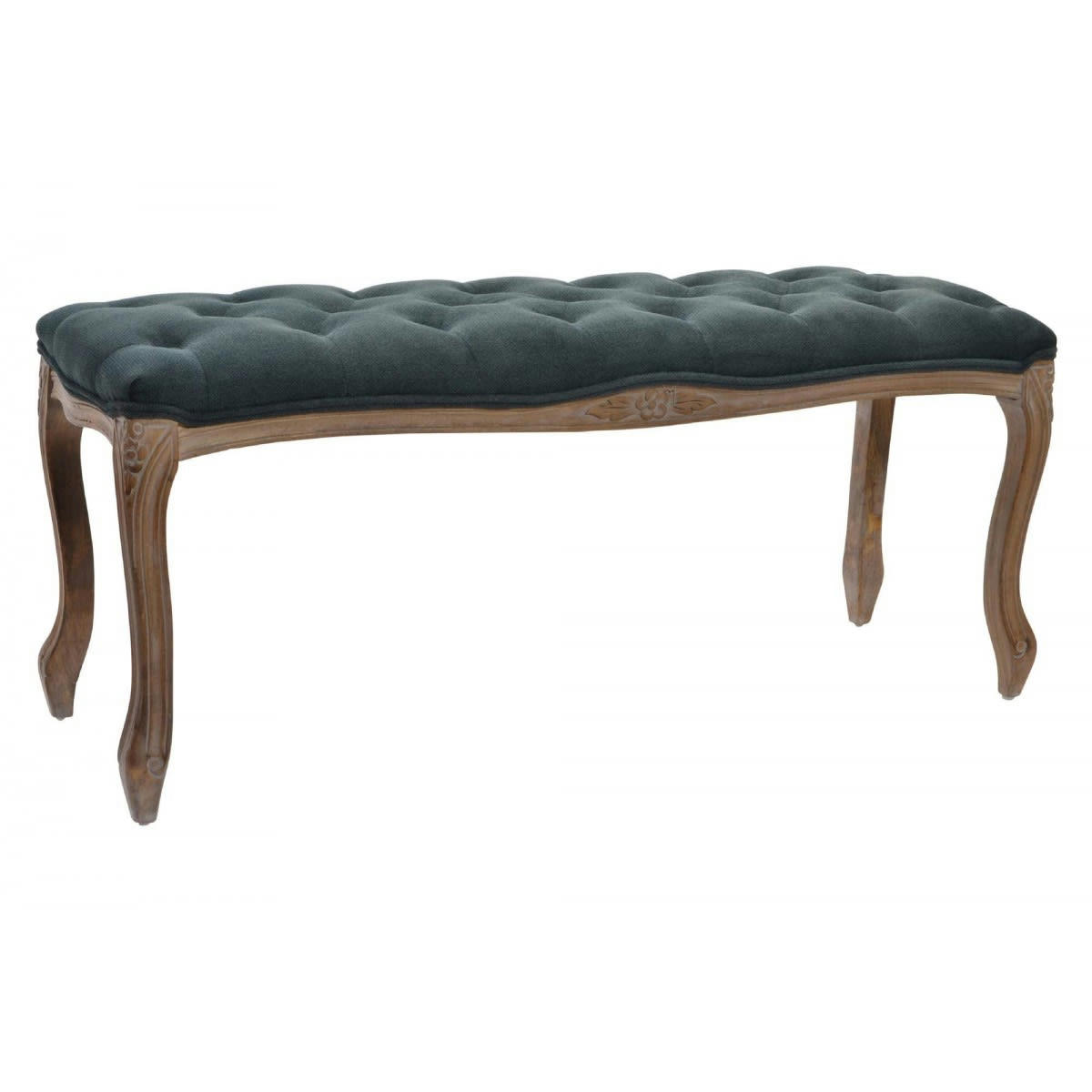 - Banquette capitonnée classique bois naturel et polyester gris