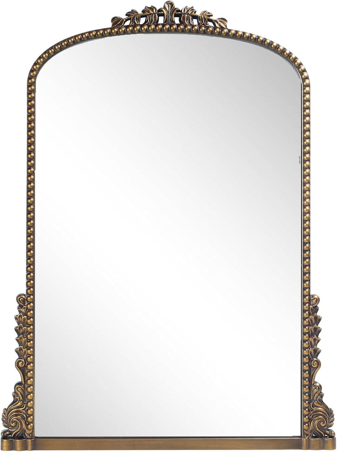 Vintage Baroque Arched Mirror - Traditional Ornate Antique Brass Wood Frame - 24X32 - Perfect for Entryway, Fireplace, Living Room, Hallway, Bathroom