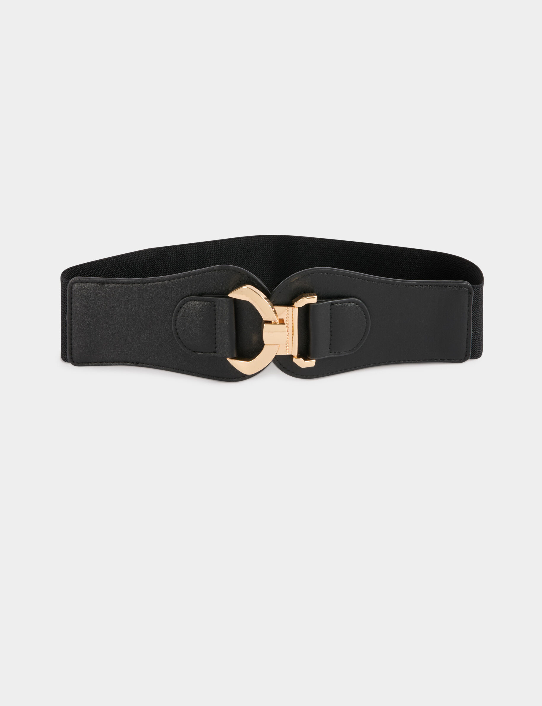 Wide Faux Leather Belt Black Women
