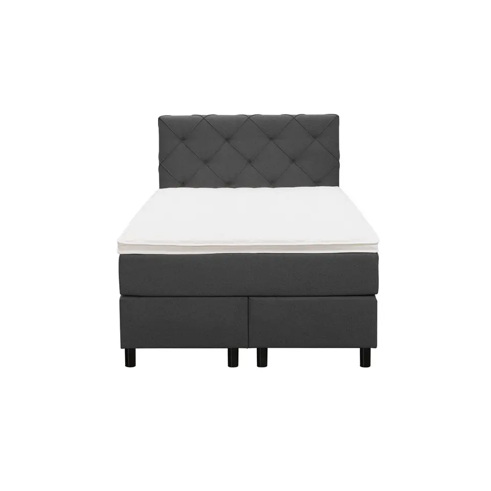 Boxspring Liv geruit - antraciet - 120x200 cm - ronde poot