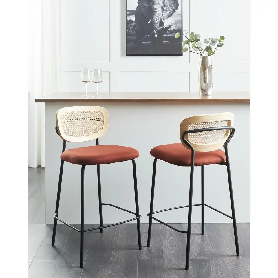 MAYETTA - Barkruk set van 2 - Oranje - Polyester