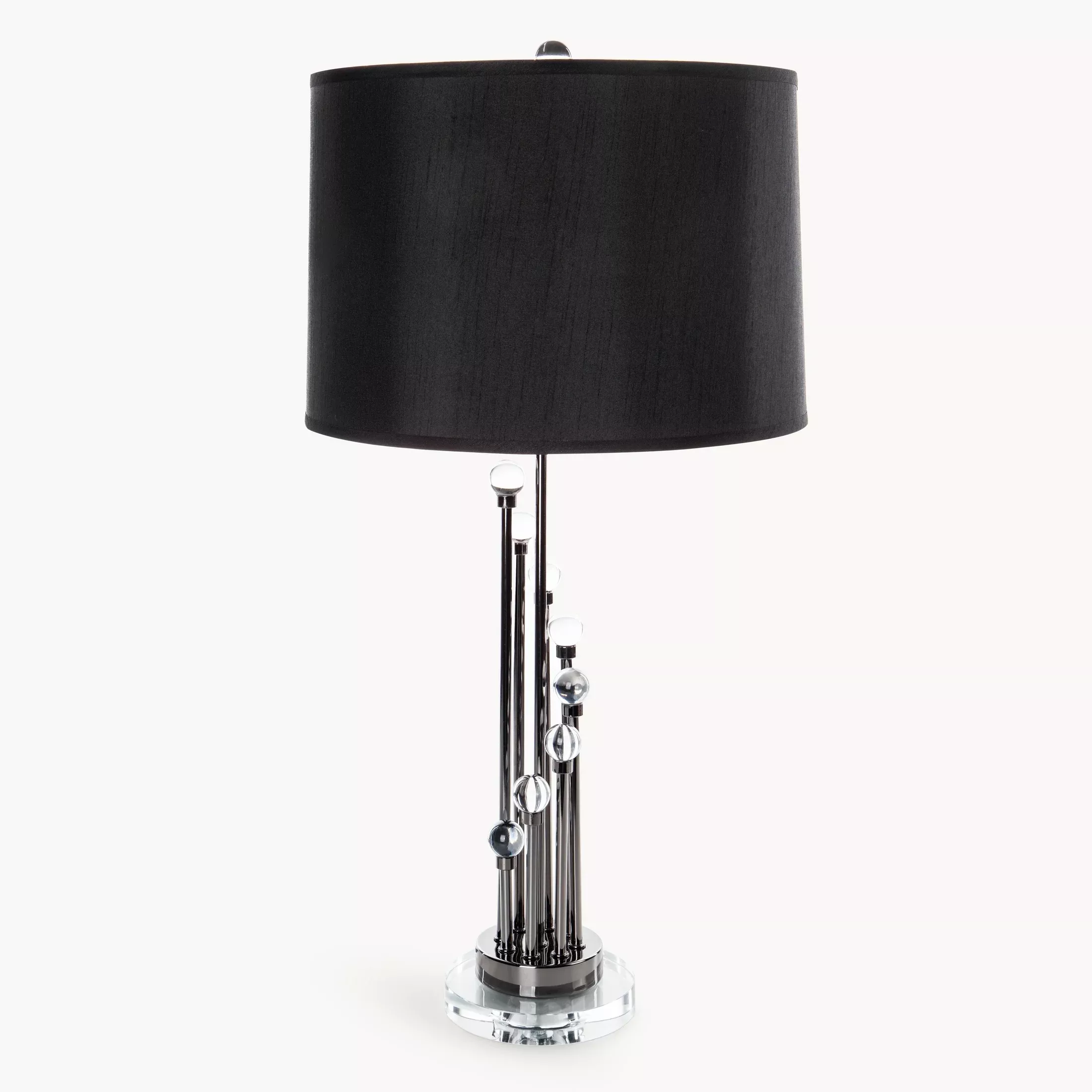 Lampa stołowa do pokoju czarna ISLA zdobiona kryształkami