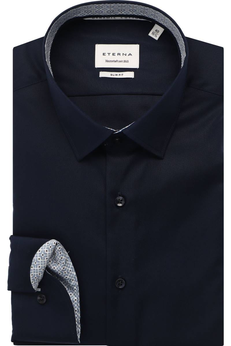 ETERNA Dynamic Cotton Slim Fit Hemd marine, Einfarbig