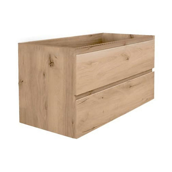 B-Way 99x50x45 cm meuble de salle de bain suspendu avec plaque de recouvrement, 2 tiroirs, chêne mat (BWAY2100OAKDESK)
