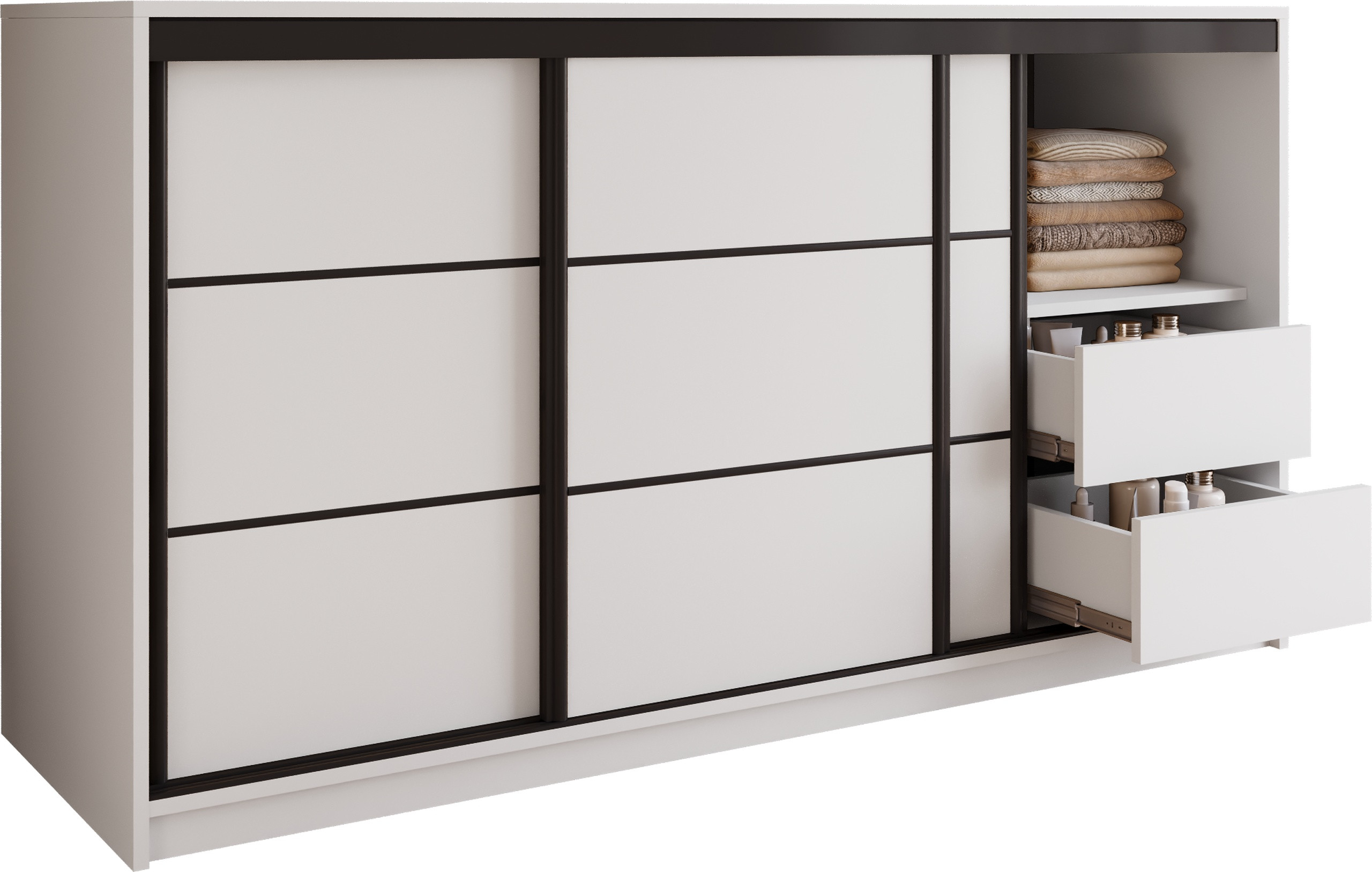 Komoda LOFT trzydrzwiowa 180 cm biały