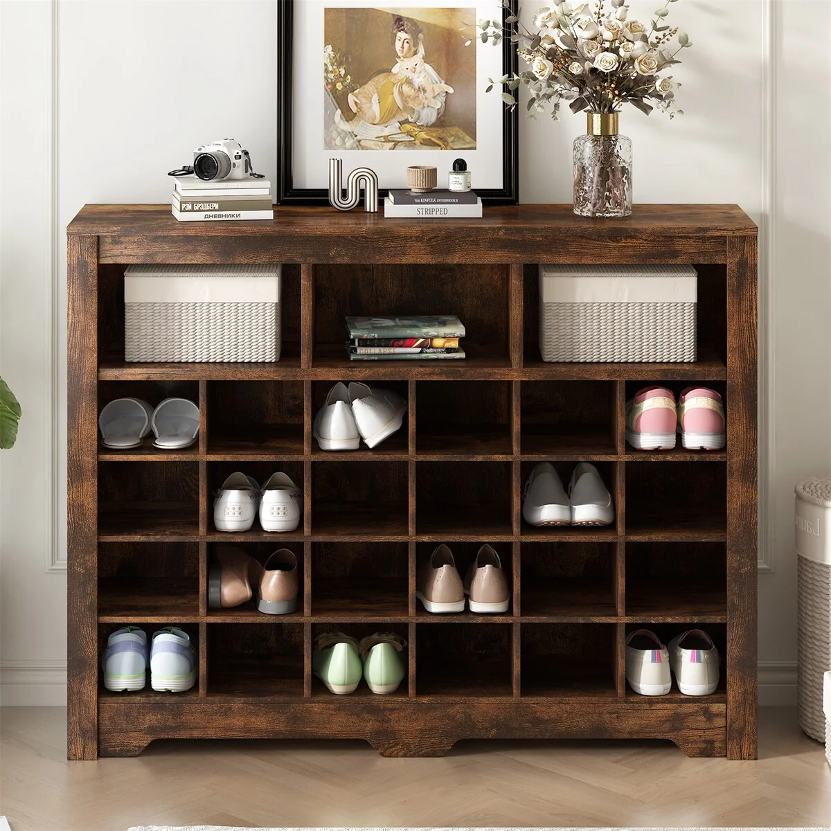 Merax Sleek Design 24 Shoe Cubby Console