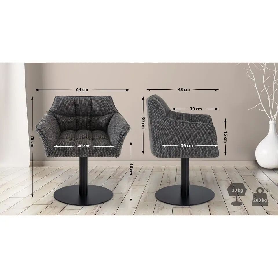 CLP Lounger Damaso zwart Frame - Stof - titanium grijs