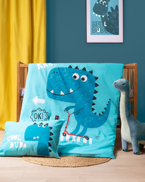 Pościel bambusowa 100x135 3951 A Dinozaur turkusowa 40x60 Bambus 103