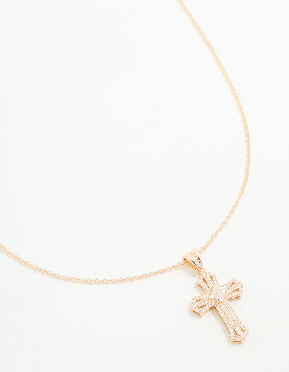 Gold Cubic Zirconia Mini Cross Necklace