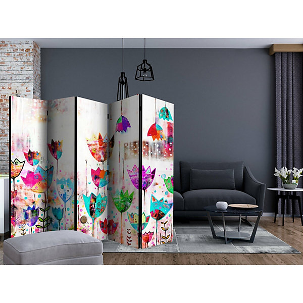 Paravent Déco Tulipes Colorées Design Original et Moderne 225 x 172 cm Multicolore