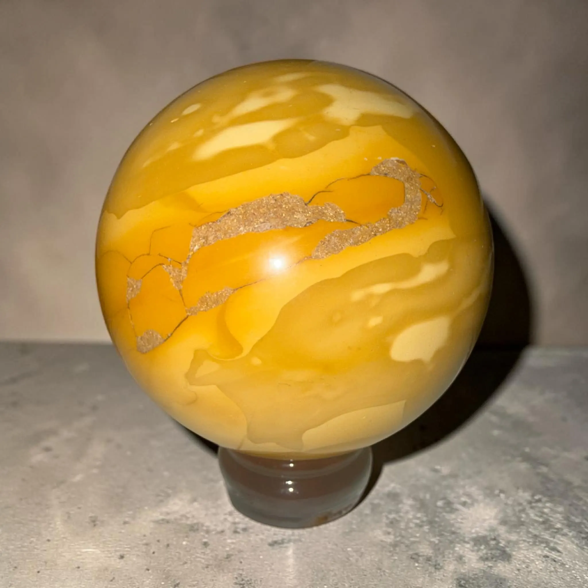 Yellow Mookaite Jasper Sphere – Approx. 4.5