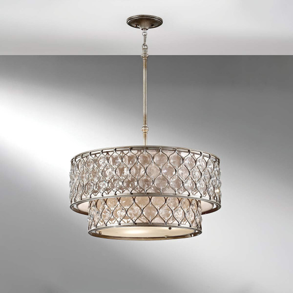 Żyrandol oksydowany srebrny Lucia 6xE27x60W wym:198x62,2x62,2 Feiss