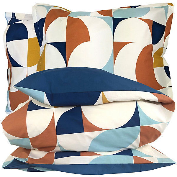 Parure 240x220 cm 50x70 cm percale MODULO bleu cobalt 3 pièces