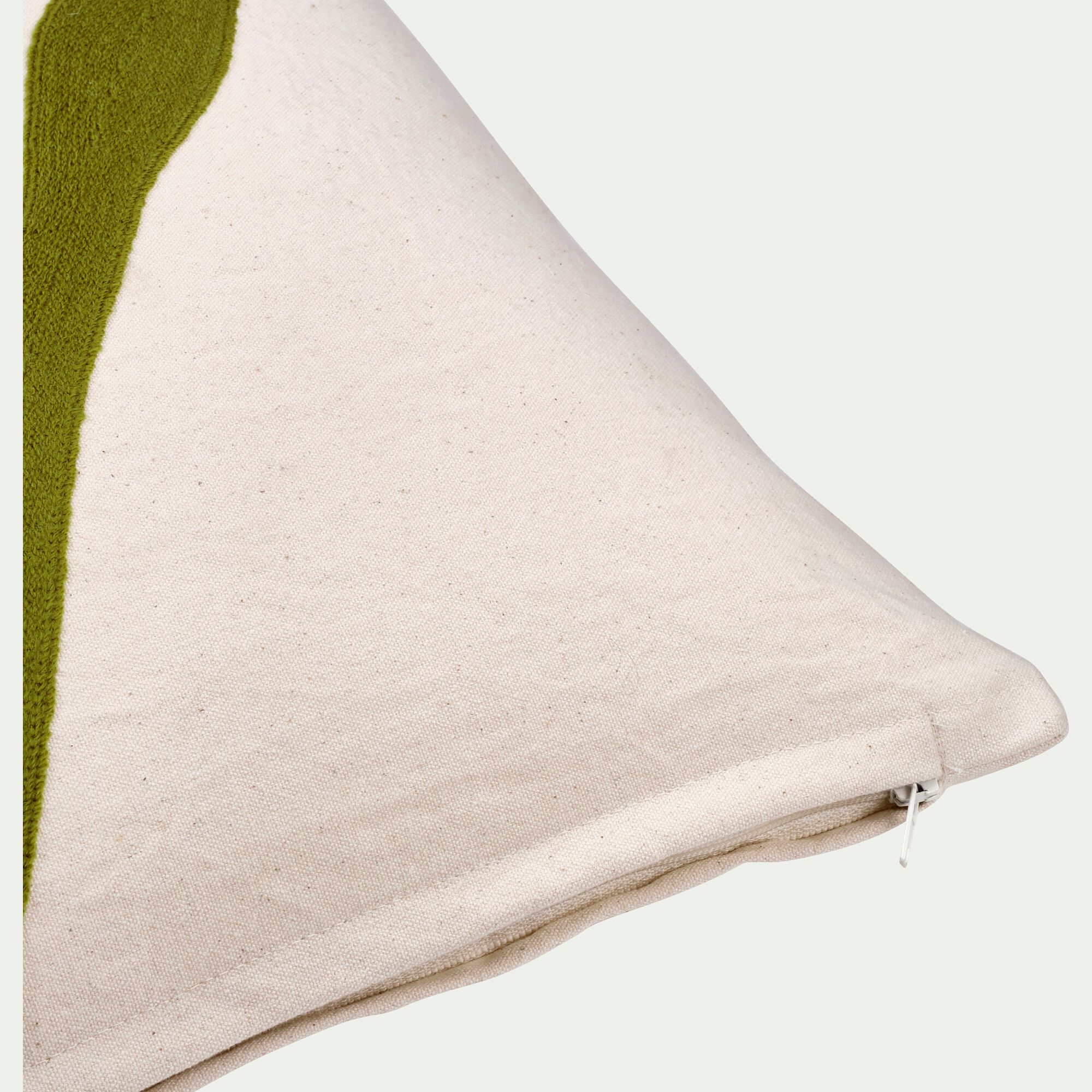 FOGLIA - Coussin à broderie végétale en coton 40x60cm - vert