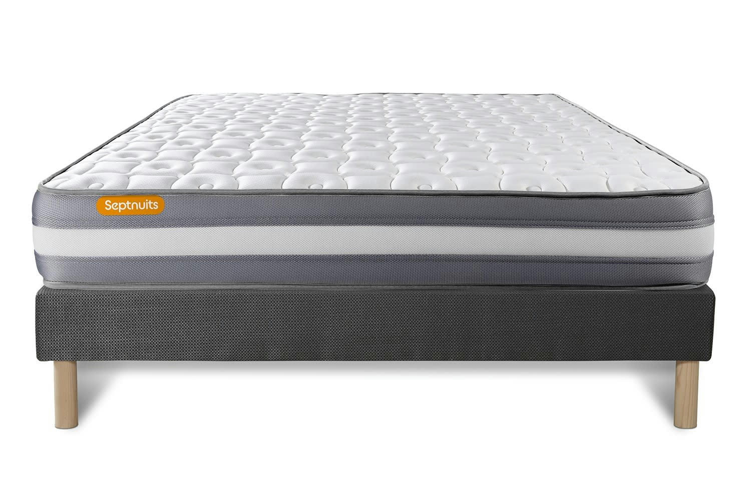 MEMO PLUS - Ensemble 160x200 Mémoire de forme sommier Gris