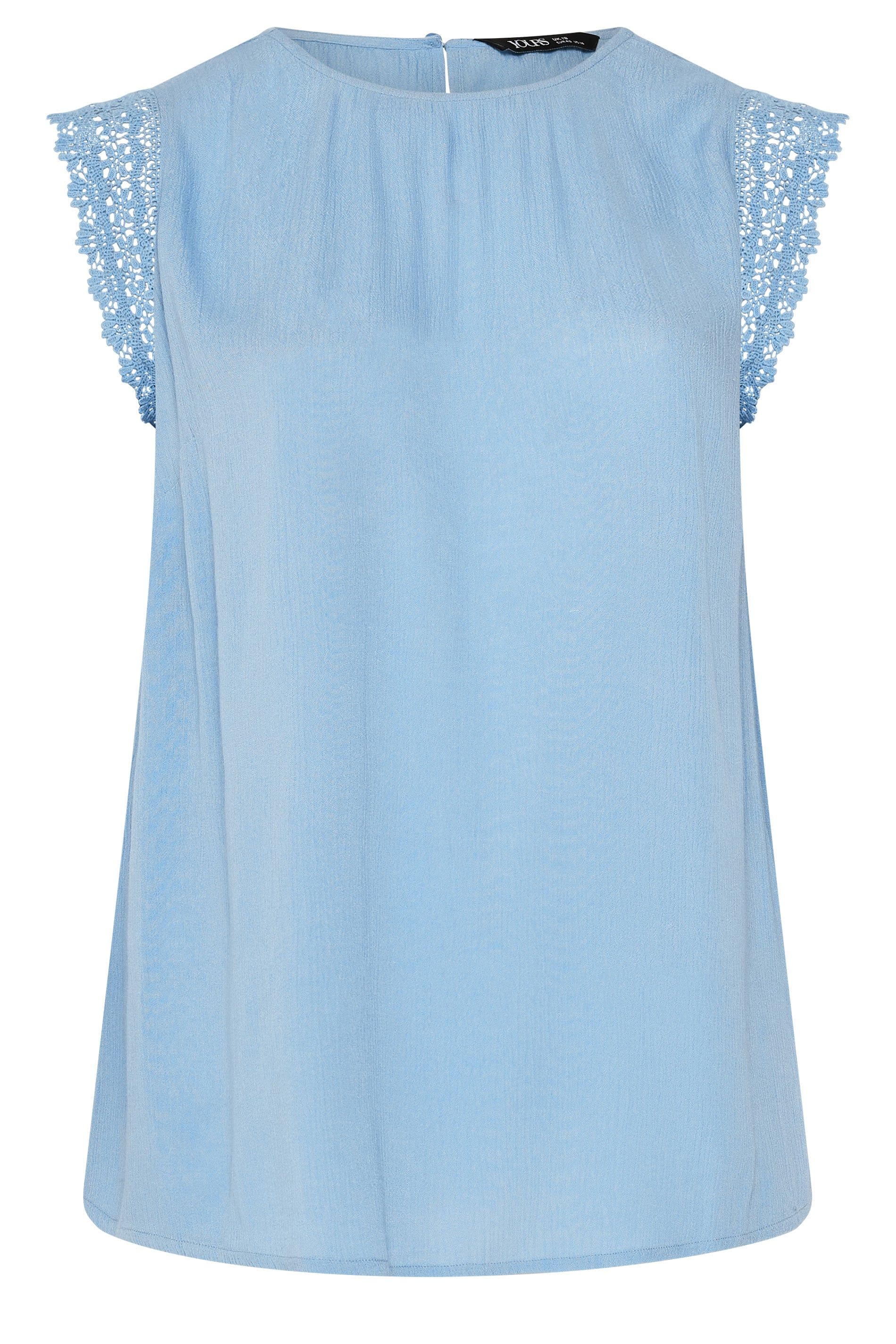Yours Crochet Trim Crinkle Top