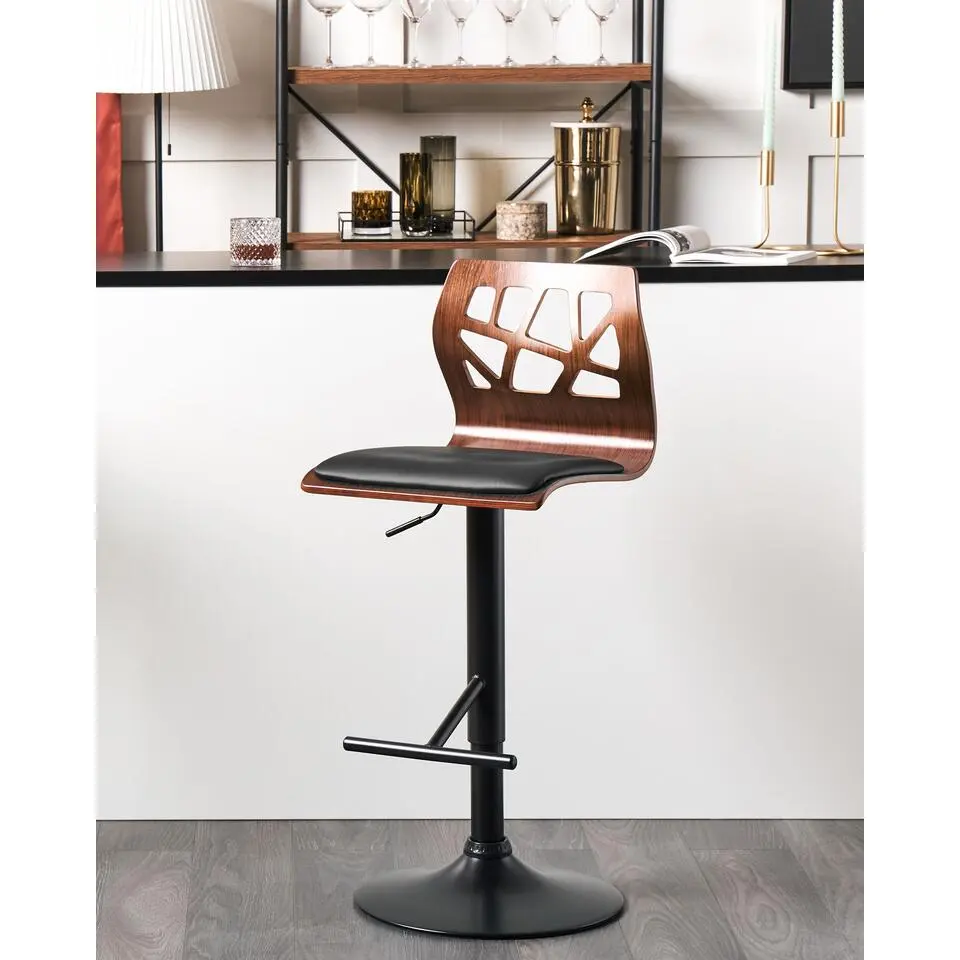 PETERSBURG II - Barkruk set van 2 - Donkerbruin/Zwart - Kunstleer