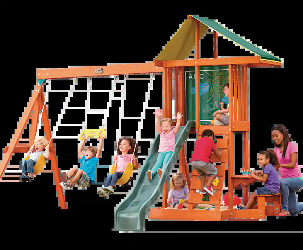 KidKraft Springfield Outdoor Cedar Lumber/Wooden Play Centre with Swing, Ladder & Slide, Kids Ages 5+