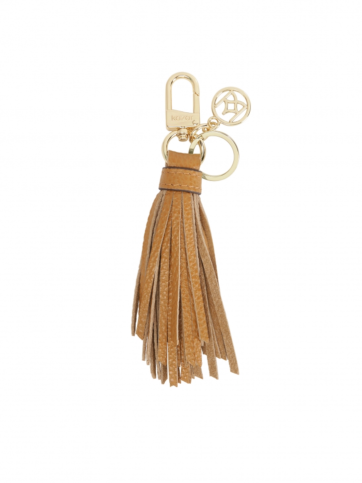Light brown key ring with tassels and KAZAR monogram