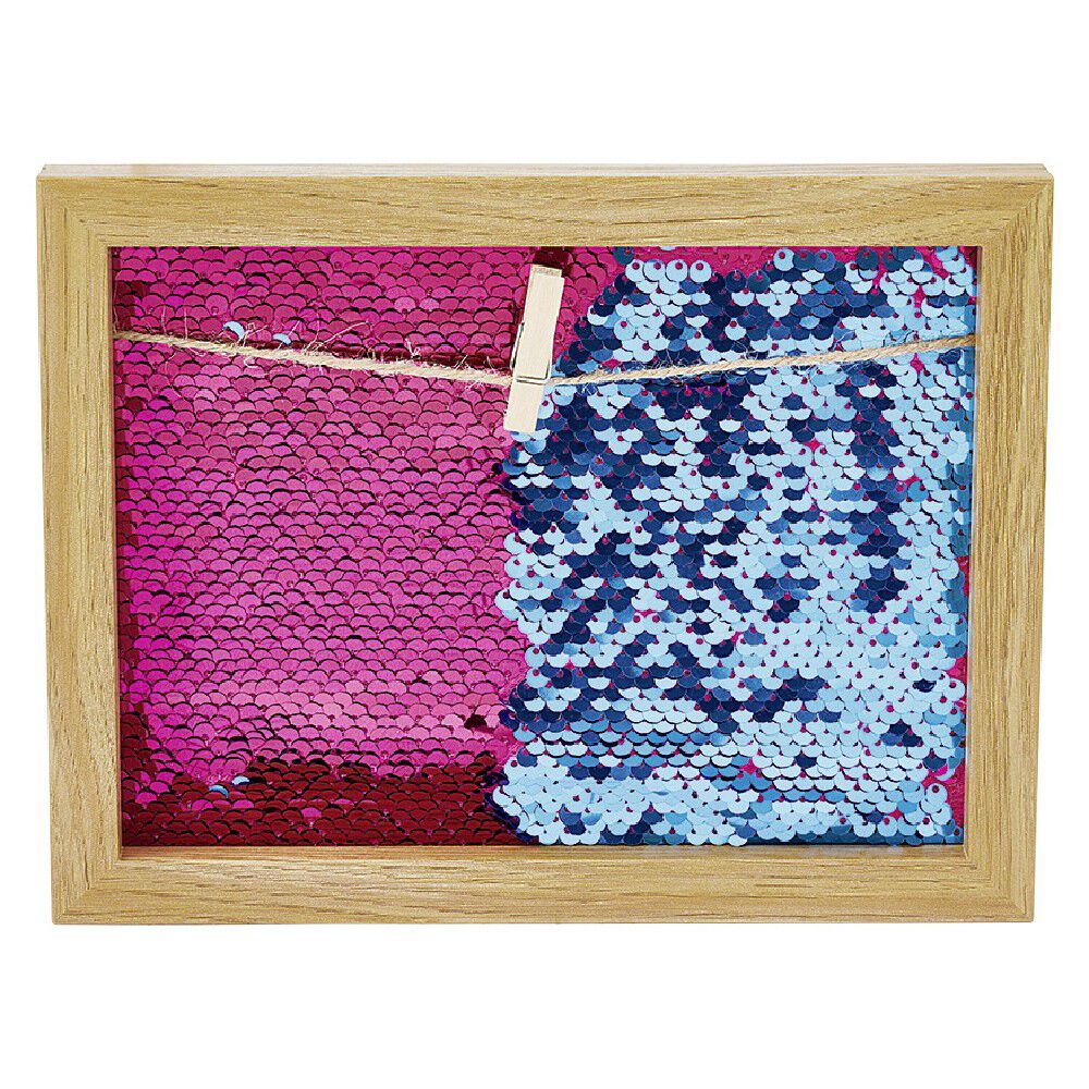 Cadre photo à pince et fond sequins 17x22cm