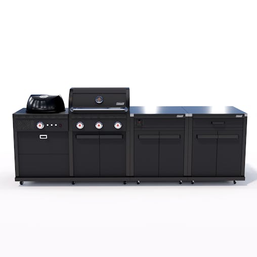 Coleman Revolution&trade; Dual Fuel Kitchen with Cupboard and Fridge Modules- Black Matte