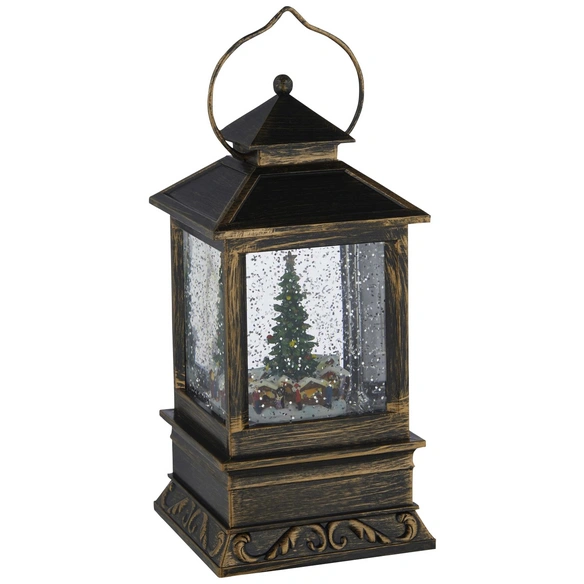 LED-Schneelaterne, eckig, Höhe: 22 cm, batterie, braun