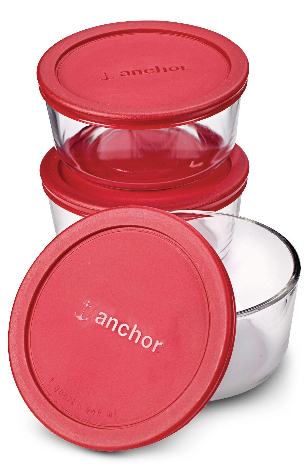 Anchor Hocking Glass Storage Container Set, 4-Cup, 6-pc
