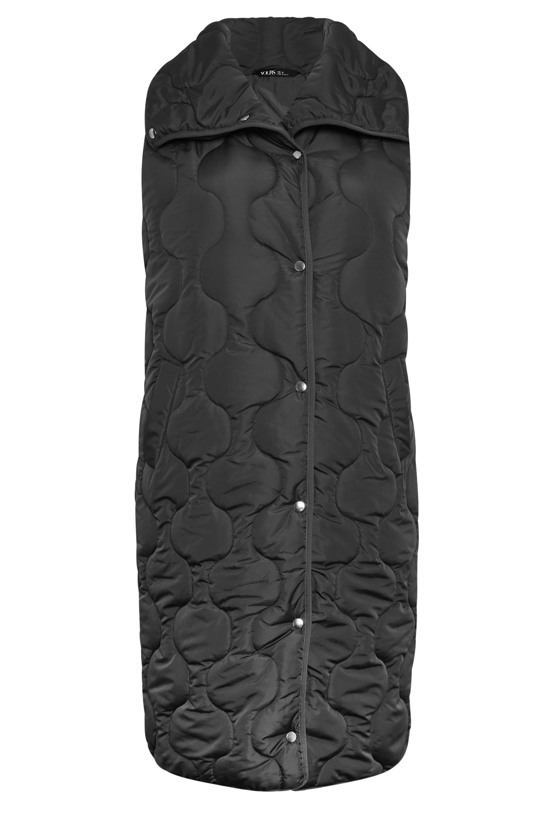 Yours Funnel Neck Quilted Longline Gilet