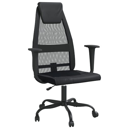 NNEVL Office Chair Black Mesh Fabric and Faux Leather