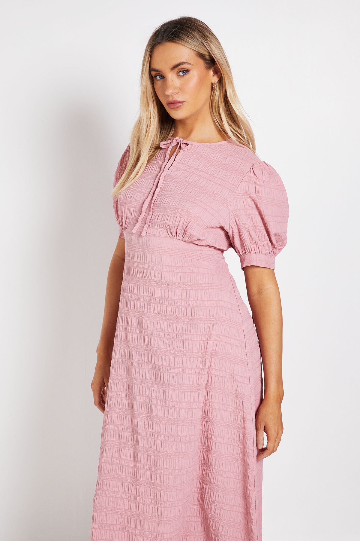 Dorothy Perkins Tie Puff Sleeve Midi Tea Dress