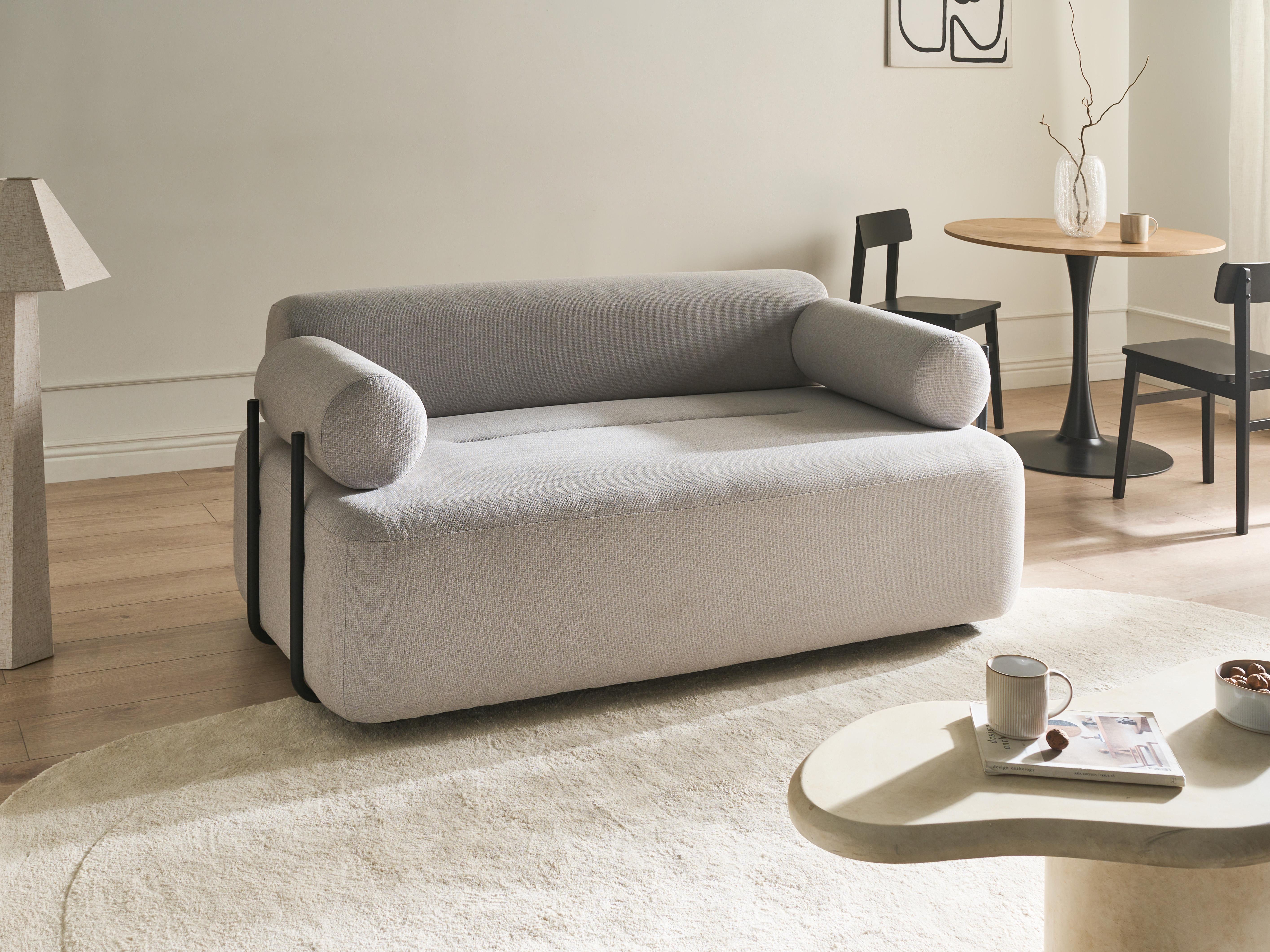 Sofa 2 Seater ELVA Fabric Light Grey