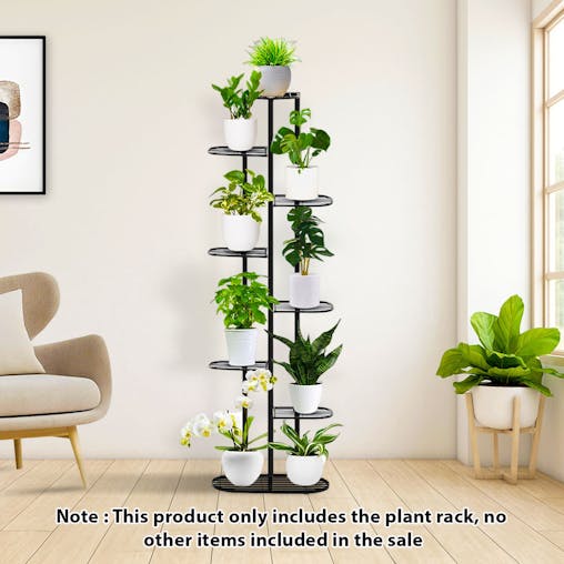 SOGA 8 Tier Black Metal Plant Rack for 9 Pots Home Garden