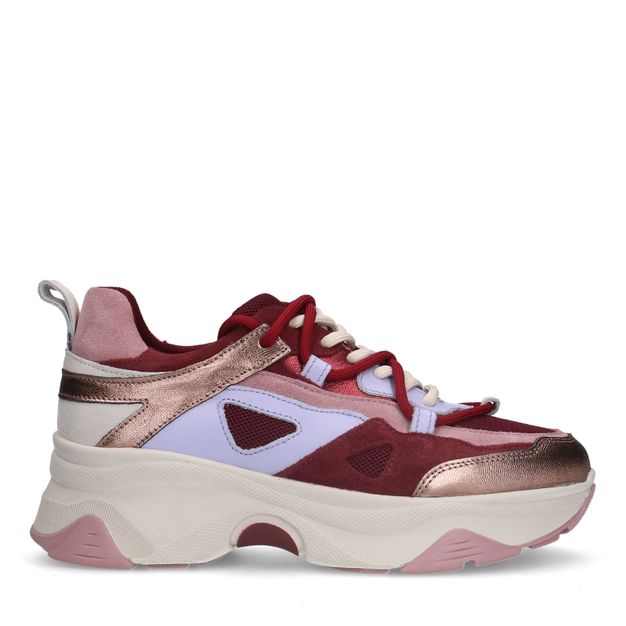 Rode leren platform sneakers