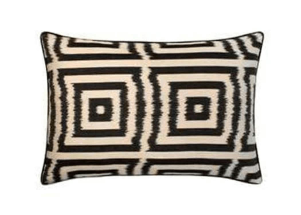 - Housse de coussin double soie ikat  40x60 noir
