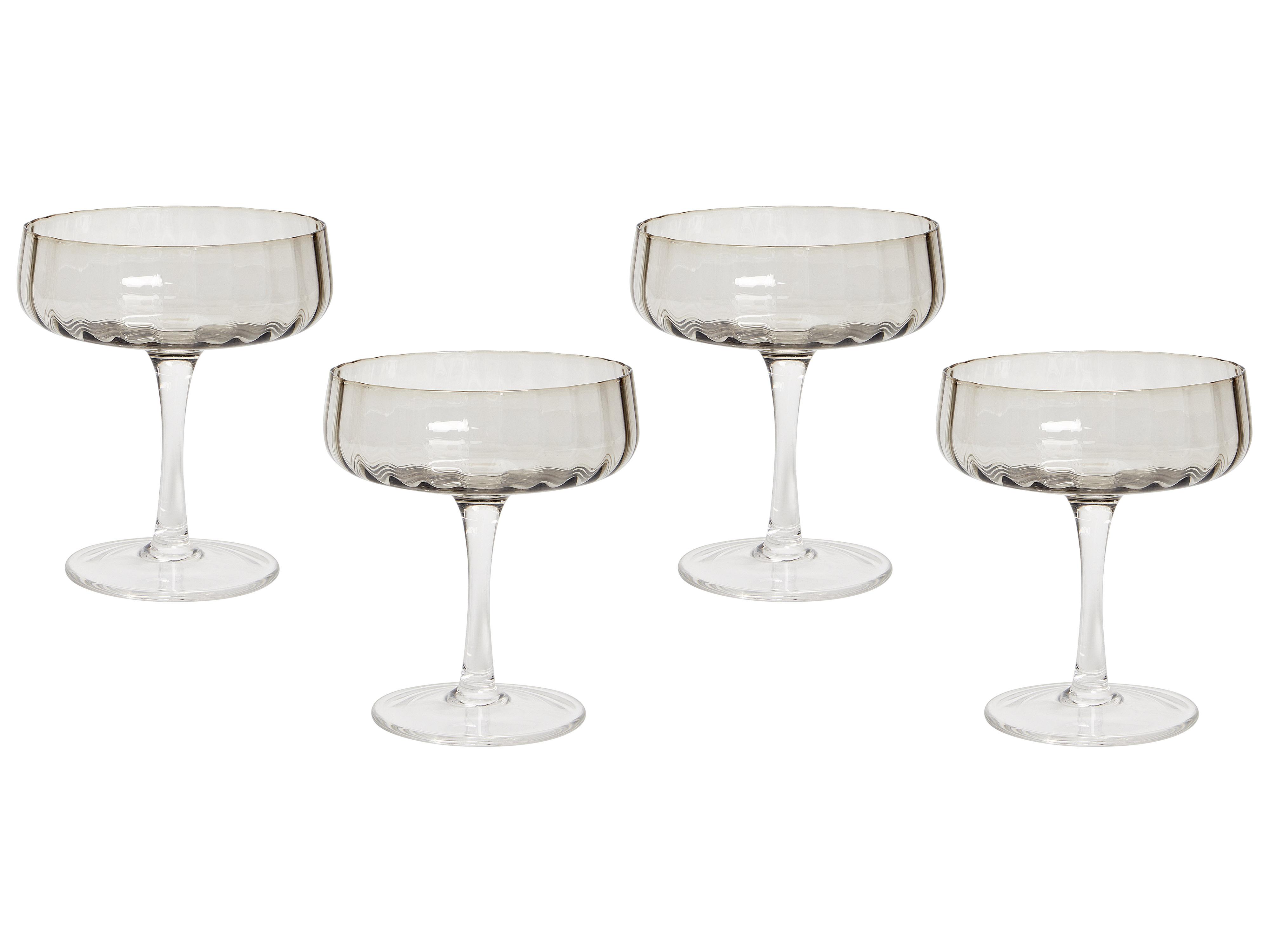 Set of 4 Champagne Flutes QUARTZ 230 ml Grey