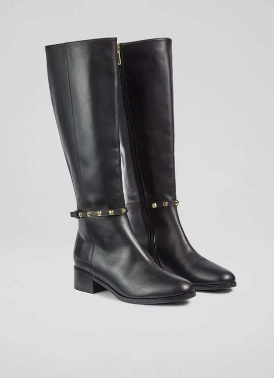 Stevie BlackLeather Knee Boots