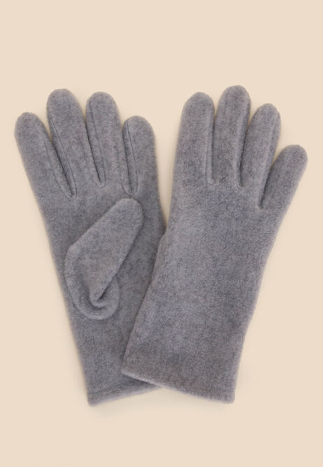 Womens Grey Plain Fleece Gloves