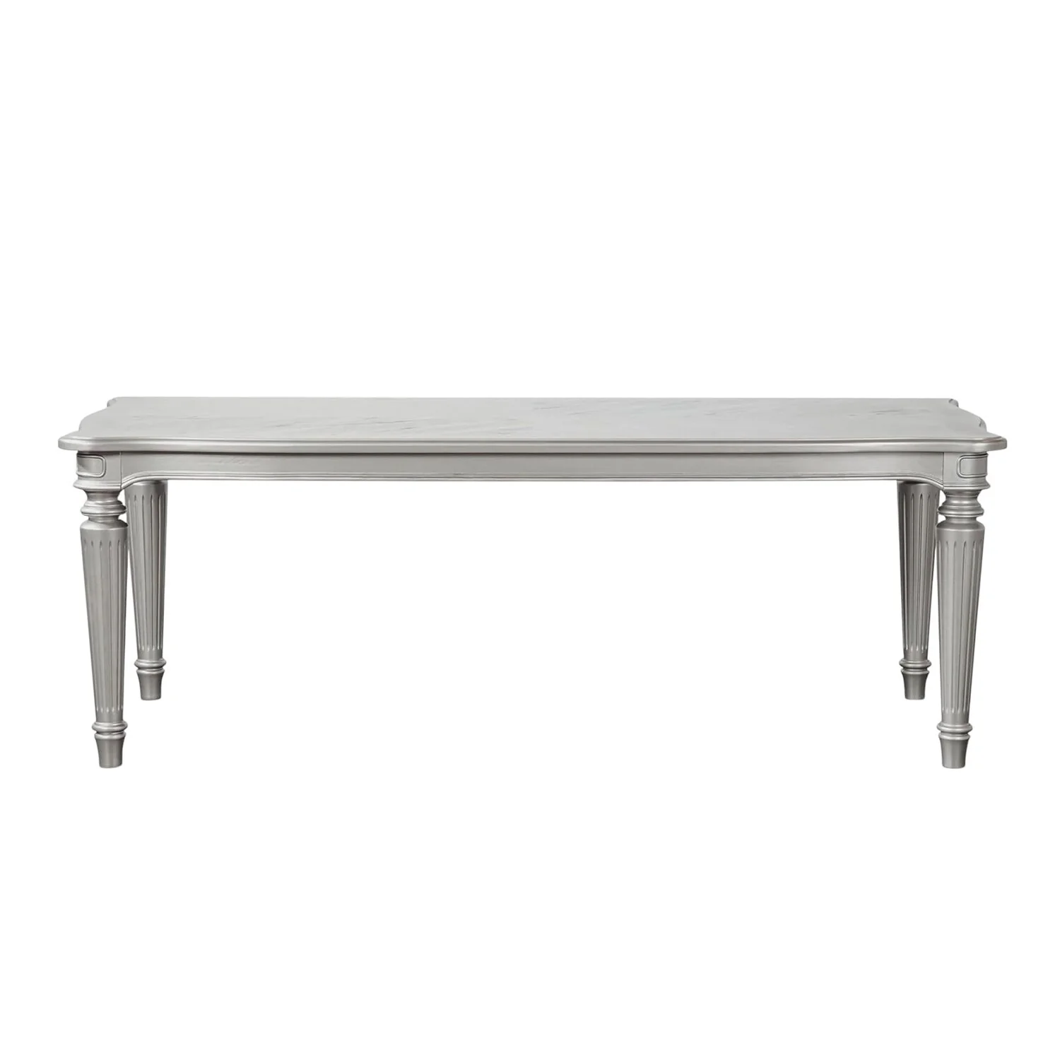 Rectangular Wooden Dining Table with Turned Fluted Legs