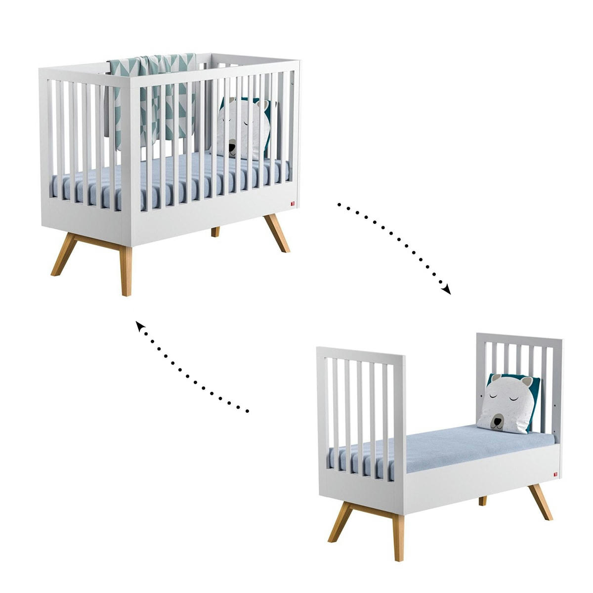 NATURE - Lit évolutif 70x140 blanc