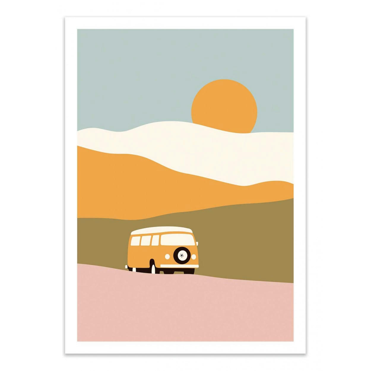 FLORENT BODART - VAN IN LANDSCAPE - Affiche d'art 30 x 40 cm